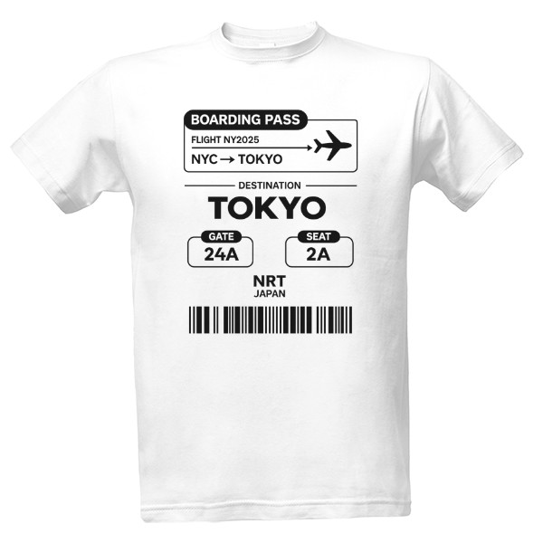 Tričko s potiskem Boarding to Tokyo